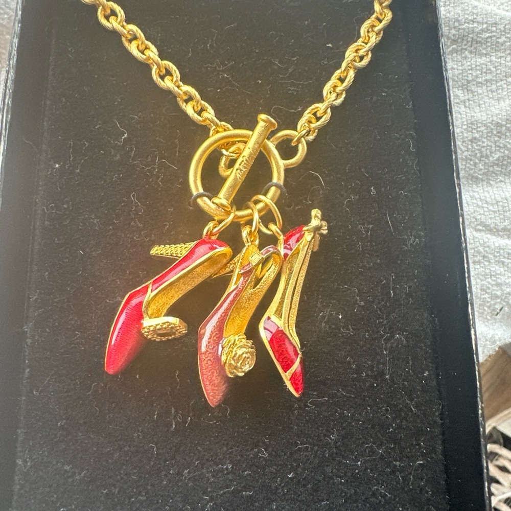 Bob Mackie Gold and Red Shoe Charm Necklace